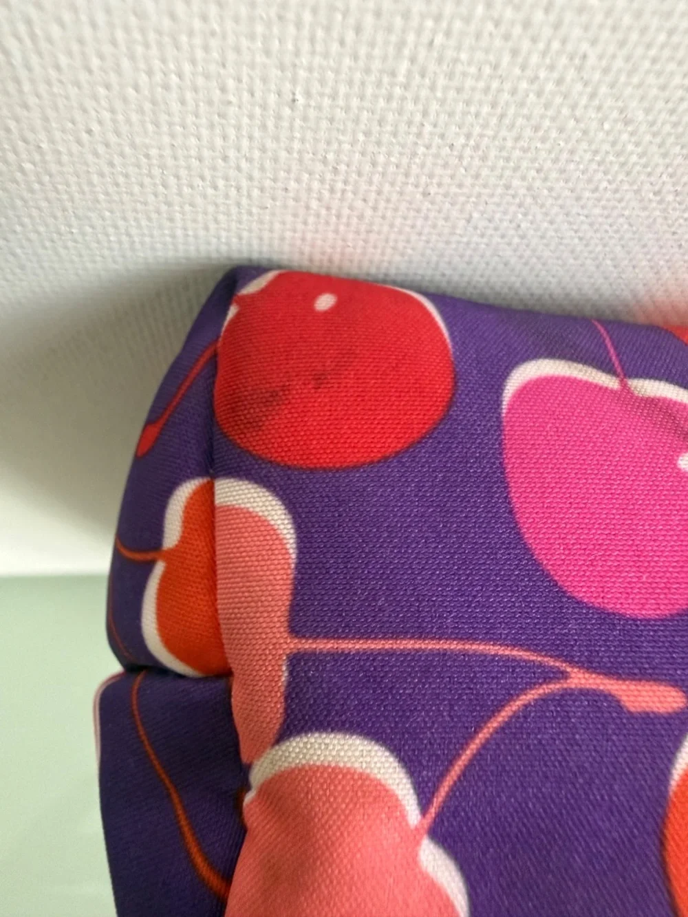 Clinique Purple Cherry Print Cosmetic Makeup Bag Travel Pouch